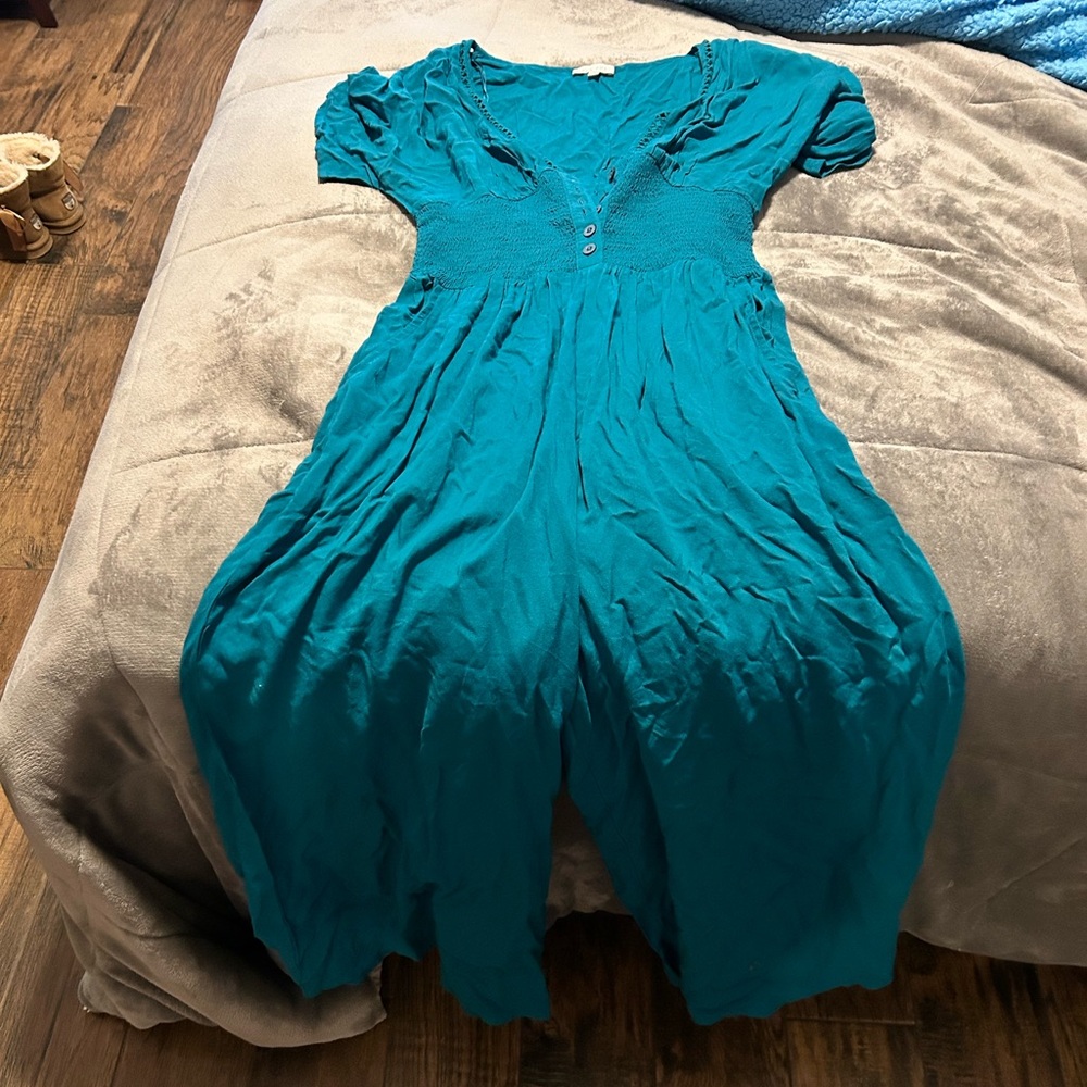 Teal Short Sleeve Dress